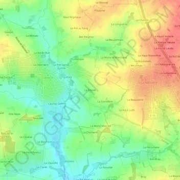 Carte topographique La Douve, altitude, relief