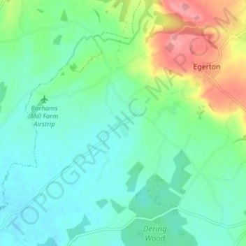 Carte topographique Egerton Forstal, altitude, relief