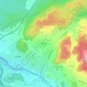 Carte topographique Habstetten, altitude, relief