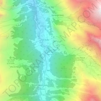 Carte topographique Tignet, altitude, relief