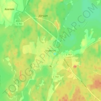 Carte topographique Söderfors, altitude, relief