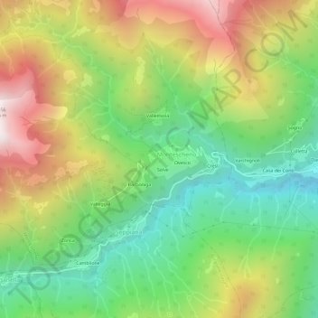 Carte topographique Progno, altitude, relief