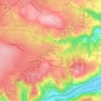 Carte topographique La Forestière, altitude, relief