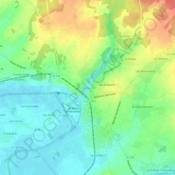 Carte topographique Les Quins, altitude, relief