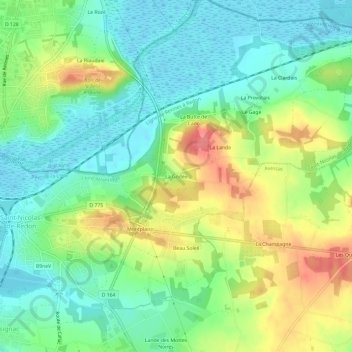 Carte topographique La Godée, altitude, relief