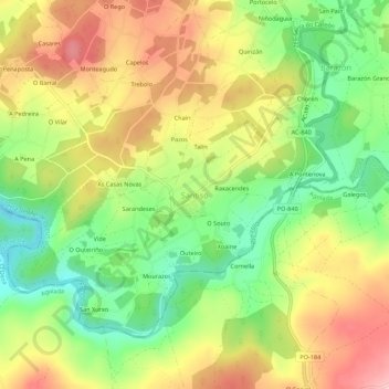 Carte topographique Santiso, altitude, relief