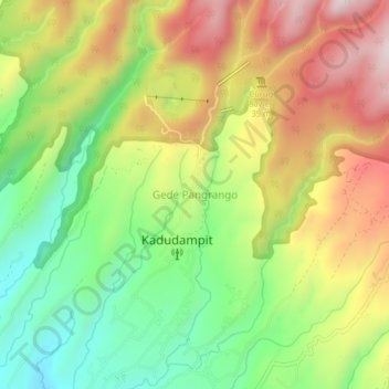 Carte topographique Gede Pangrango, altitude, relief