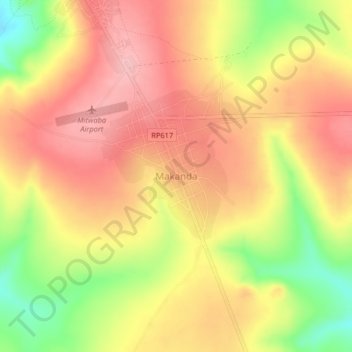 Carte topographique Makanda, altitude, relief