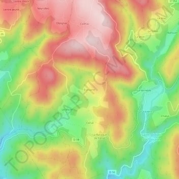 Carte topographique Estivareil, altitude, relief