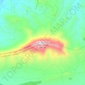 Carte topographique Columbares, altitude, relief