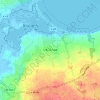 Carte topographique Sehlendorf, altitude, relief