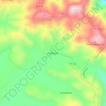 Carte topographique Pechuquiz, altitude, relief