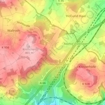 Carte topographique Röhrigs, altitude, relief