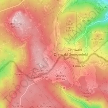 Carte topographique Georgenfeld, altitude, relief