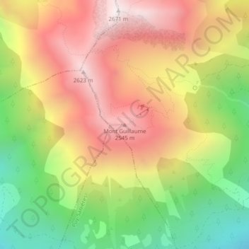 Carte topographique Mont Guillaume, altitude, relief