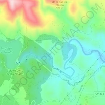 Carte topographique Forata, altitude, relief