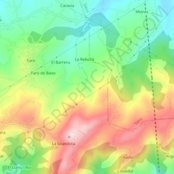 Carte topographique Cobertoria, altitude, relief