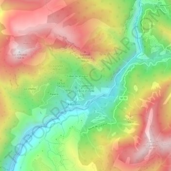 Carte topographique Colombier, altitude, relief