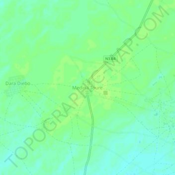 Carte topographique Medina Toure, altitude, relief