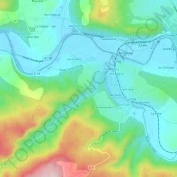 Carte topographique Darasse, altitude, relief