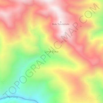 Carte topographique Lone Basa, altitude, relief