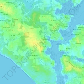 Carte topographique Locquénin, altitude, relief