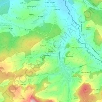 Carte topographique Bützberg, altitude, relief