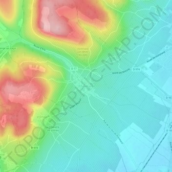 Carte topographique Pommard, altitude, relief