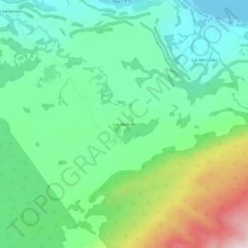 Carte topographique Los Molinos, altitude, relief