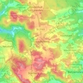 Carte topographique Leupoldstein, altitude, relief