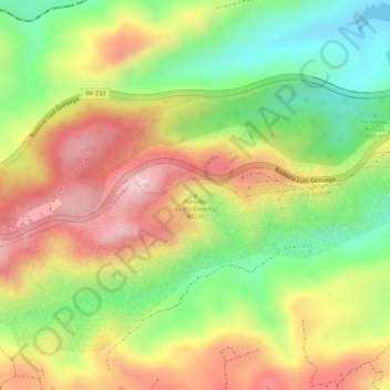 Carte topographique Planalto da Borborema, altitude, relief