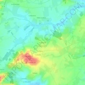 Carte topographique Le Genetay, altitude, relief