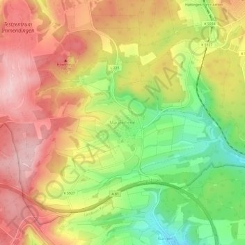 Carte topographique Mauenheim, altitude, relief