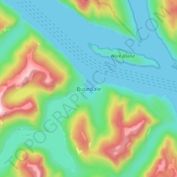 Carte topographique Butedale, altitude, relief