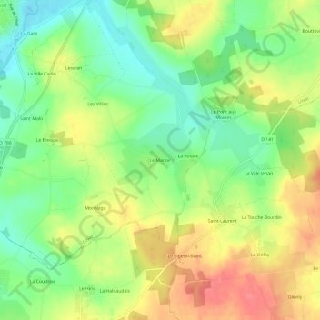 Carte topographique Le Manoir, altitude, relief