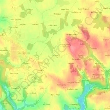 Carte topographique Pontigou, altitude, relief