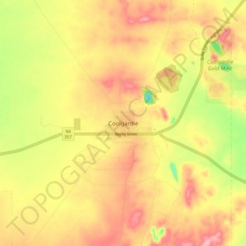 Carte topographique Coolgardie, altitude, relief
