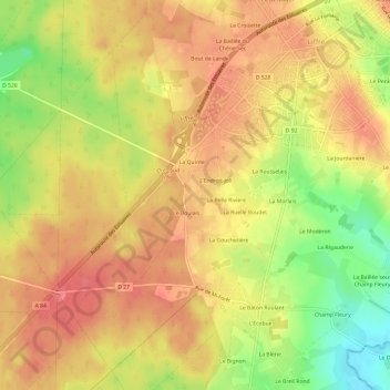 Carte topographique Le Boulais, altitude, relief