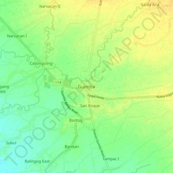 Carte topographique Guimba, altitude, relief