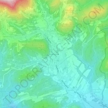 Carte topographique Étueffont-Bas, altitude, relief