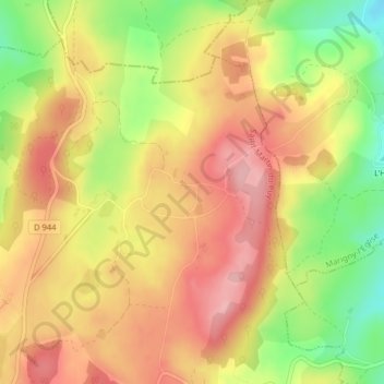 Carte topographique Vésigneux, altitude, relief