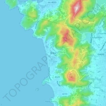 Carte topographique กะรน, altitude, relief