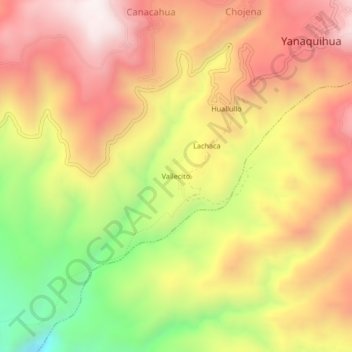Carte topographique Vallecito, altitude, relief