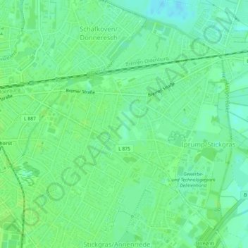 Carte topographique Piekmoor, altitude, relief