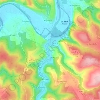 Carte topographique Les Bertoux, altitude, relief