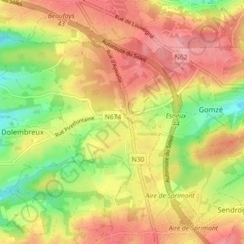 Carte topographique Haie des Chênes, altitude, relief