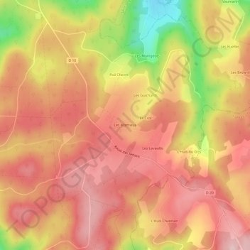 Carte topographique Les Mathieux, altitude, relief