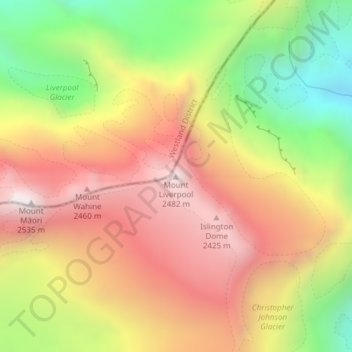 Carte topographique Mount Liverpool, altitude, relief