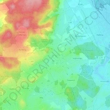 Carte topographique Arnach, altitude, relief