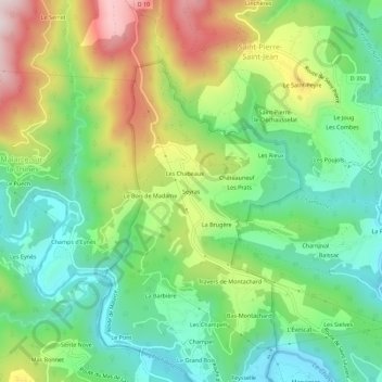 Carte topographique Seyras, altitude, relief